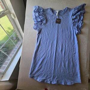 Matilda Jane Blue Ruffle Sleeve Blouse Tunic Top Size L